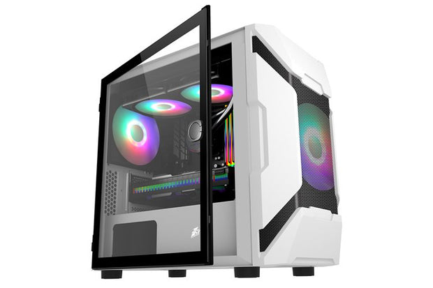 1st Player D3-A DK Series Micro ATX Tempered Glass Gaming Case White