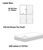 150 Sheet 4 Per Page A4 Self Adhesive Shipping Address Labels Printer Peel Paper - Tech Junction