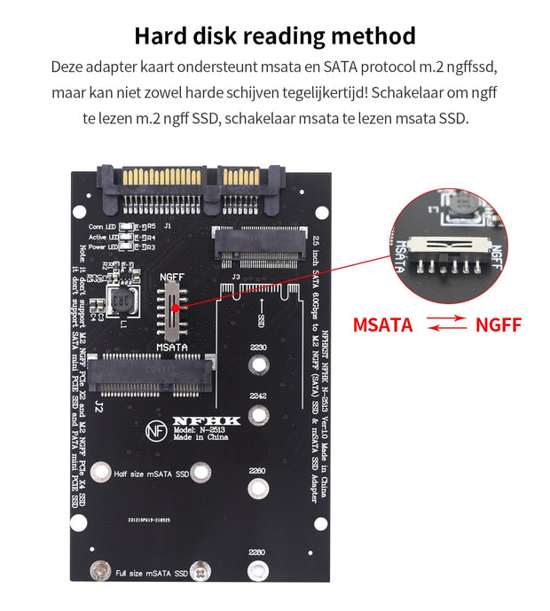 M.2 NGFF (SATA) M.2 SSD mSATA SSD to 2.5 inch SATA 60Gbps Adapter