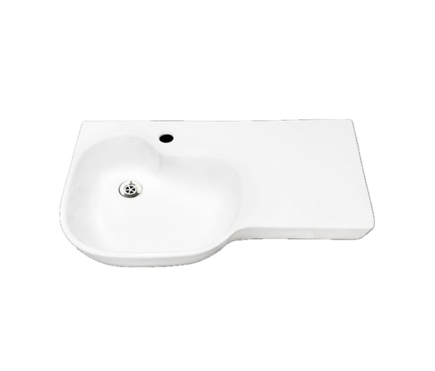 Gentec Sterisan 710mm Anti-Microbial Accessible Wall-Mounted Basin Sink with Right-Hand Shelf - Tap Hole