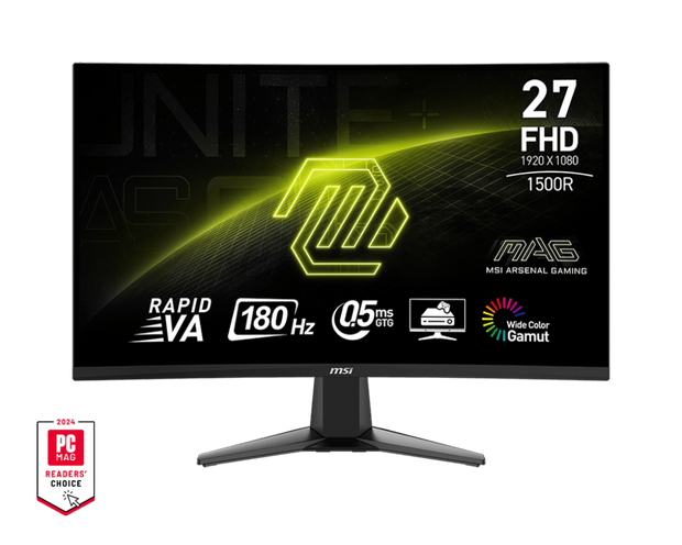 MSI MAG FHD 0.5MS 180Hz Curved Gaming Monitor | 1920x1080 | 1500R curve VA display | 2 x HDMI and 1 x DP Ports | 0.5ms Response time | AMD FreeSync