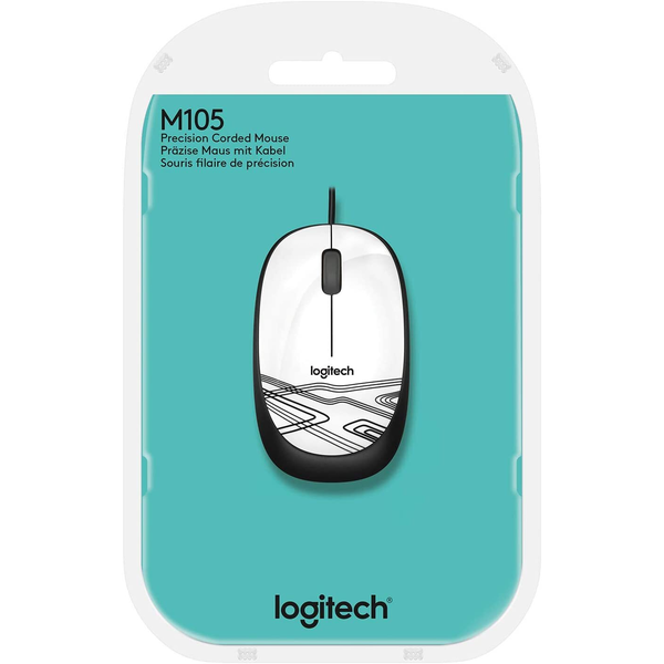 Logitech M105 Corded Optical Mouse White | USB Wired 1000 DPI Mouse ...