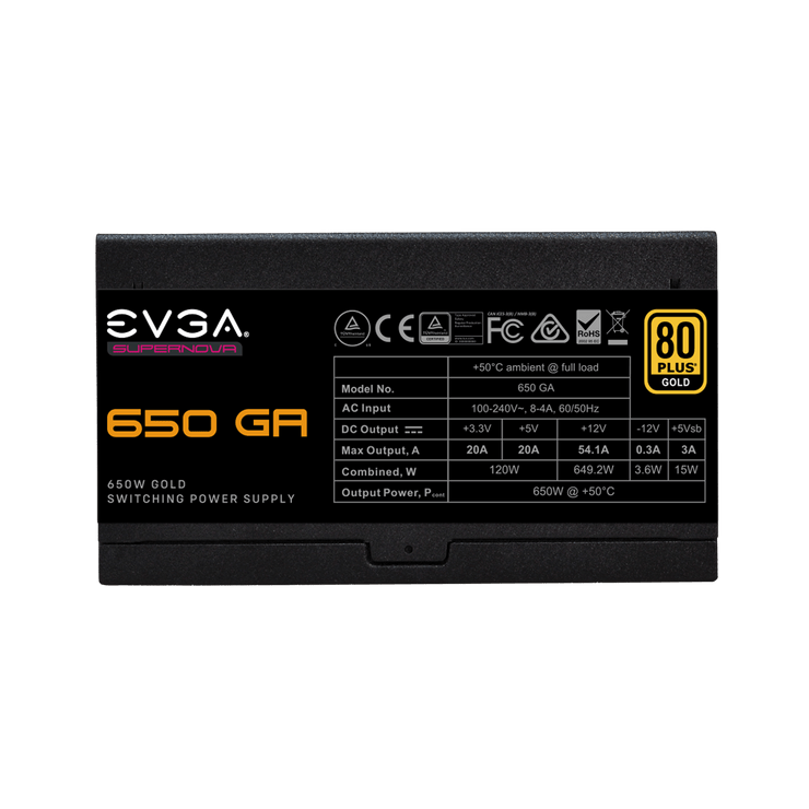 EVGA SuperNOVA 650 GA | 80 Plus Gold 650W | Fully Modular PSU | Eco Mode | 10 Year Warranty | Power ON Self Tester | Compact 150mm Size