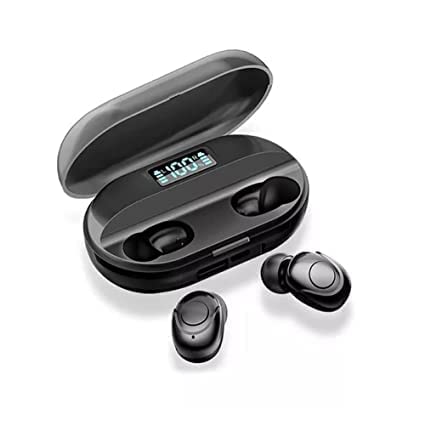 T2 TWS 5.0 Wireless Noise Cancelling Bluetooth Headset with 1500mAh Power Bank and LED Display (Black)