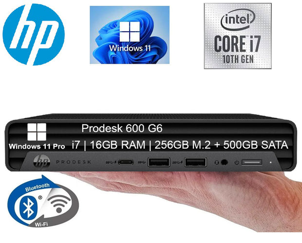 HP ProDesk 600 G6 Desktop Mini PC | i7-10700 @ 4.80GHz | 16GB RAM | 512GB M.2 | WIFI + BT | Windows 11 Pro | Refurbished