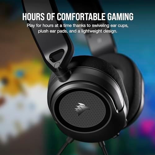 CORSAIR HS35 v2 Multiplatform Wired Gaming Headset – Flexible Omni-Directional Microphone – Universal 3.5mm Connection – PC, Mac, PS5, PS4, Xbox, Nintendo Switch, Mobile – Carbon