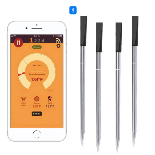 Smart Dual Sensors Wireless Bluetooth Thermometer | BBQ | Oven | Grill |4 Probes set