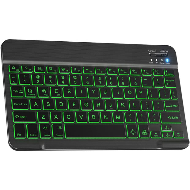 Compact Bluetooth Wireless RGB Backlit Keyboard - Black | Slim Design | Windows | IOS | Android