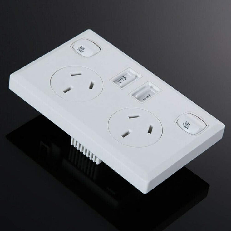 Dual USB Australian Power Point Wall Socket | 240V AC Outlet with 2x U ...