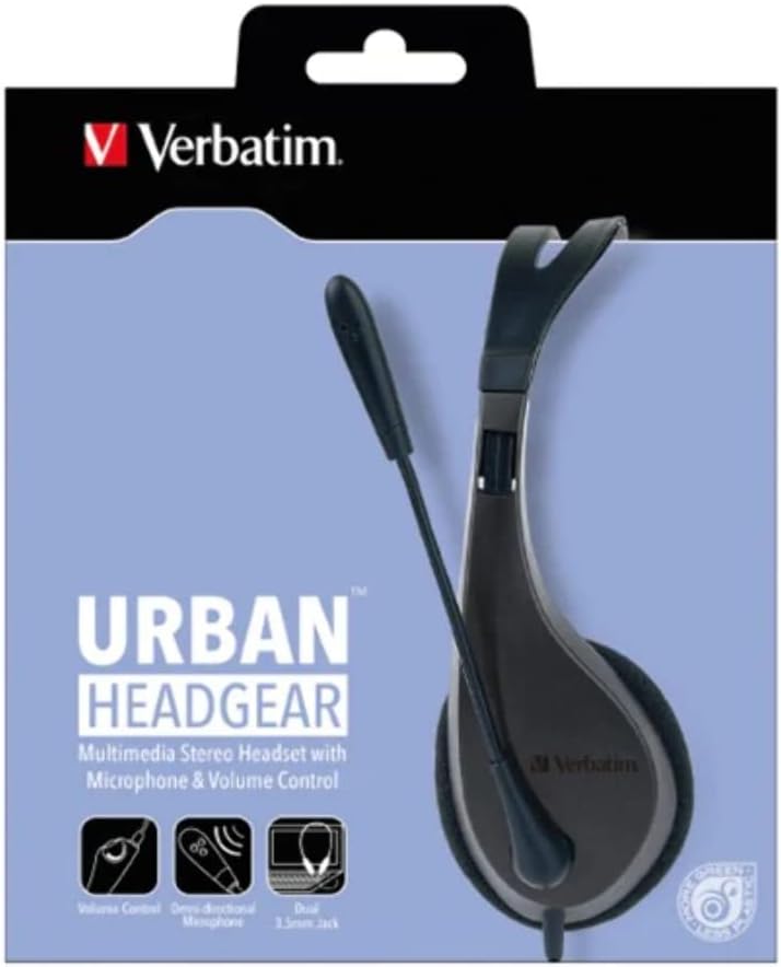 Verbatim Multimedia Headset with Microphone - Grey