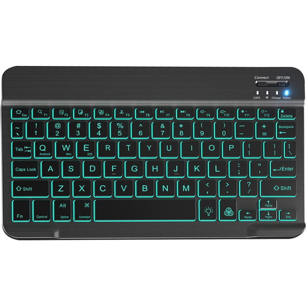 Compact Bluetooth Wireless RGB Backlit Keyboard - Black | Slim Design | Windows | IOS | Android