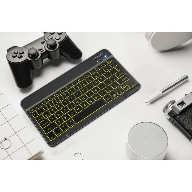 Compact Bluetooth Wireless RGB Backlit Keyboard - Black | Slim Design | Windows | IOS | Android