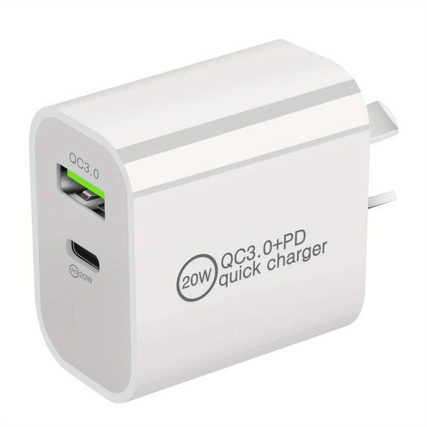 Dark Player 20W Quick Charge Dual Port USB Type C + USB Type-A Fast Wall Socket Charger | QC3.0 + PD