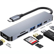 Dark Player Executive USB C Docking Station Hub 6-IN-1 | USB Type-C | 4K HDMI Adapter | USB 3.0 | SD/TF Card Reader | PD Fast Charge port