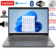 Lenovo V14 - 14" Laptop | Intel Core i5-1035G1 | 20GB RAM | 256GB M.2 1TB HDD | WIFI+BT | Windows 11 Home