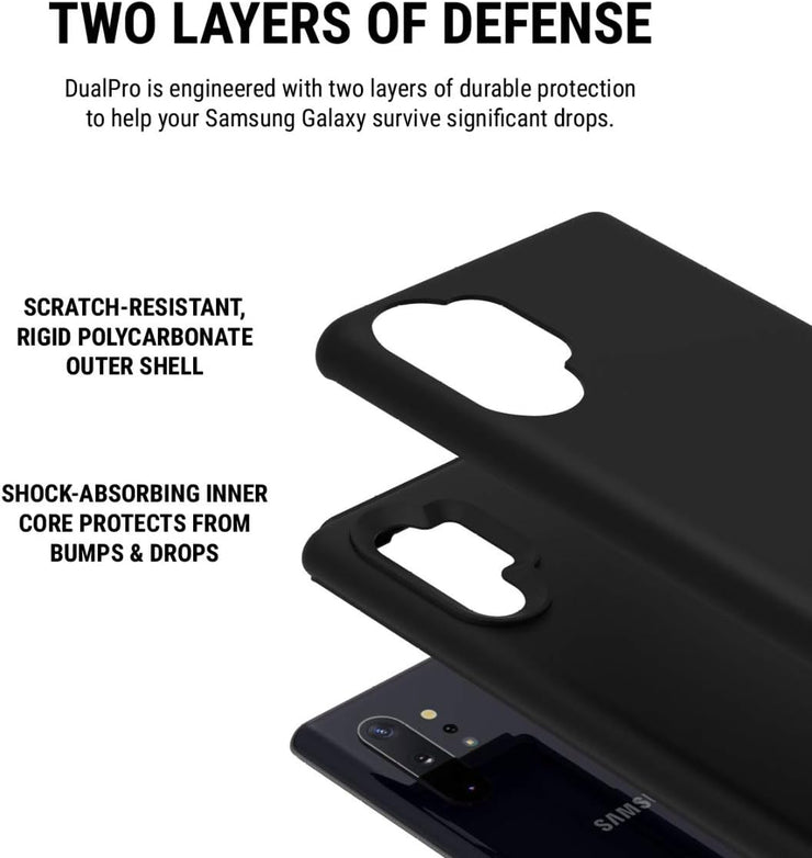 Incipio DualPro Dual Layer Case for Samsung Galaxy Note10+ & Note10+ 5G – Hybrid Shock-Absorbing Drop Protection, Black