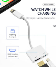 Lightning to HDMI Digital AV Adapter 1080P with Lightning Charging Port for Select Apple IPhone, IPad and IPod Models and TV Monitor Projector  |White