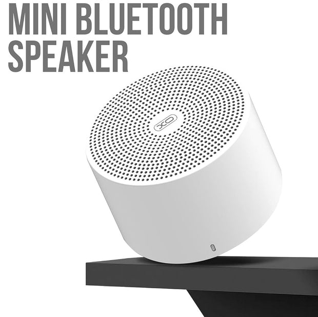 XO Mini Bluetooth Speaker with Bass Sound Quality, Bluetooth v5.0, Up to 2.5hrs Music Time & Built-in Mic - White