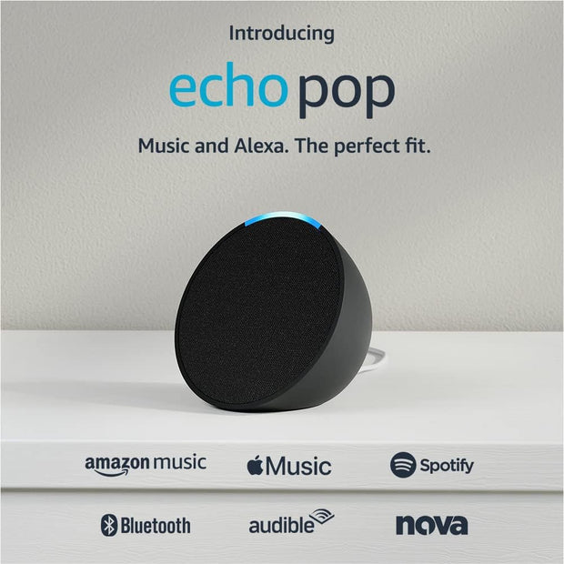 Echo Pop | Full sound compact smart speaker with Alexa | Charcoal