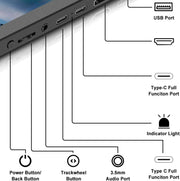 Mate X 11.6” Dual 1080P FHD Portable Laptop Monitor Extender – Triple Screen, Type-C/HDMI/USB - For 13”–17” Laptops (Plug & Play)