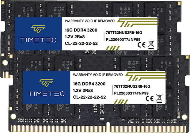 Timetec 32GB KIT(2x16GB) DDR4 3200MHz PC4-25600 Non-ECC Unbuffered 1.2V CL22 2Rx8 Dual Rank 260 Pin SODIMM