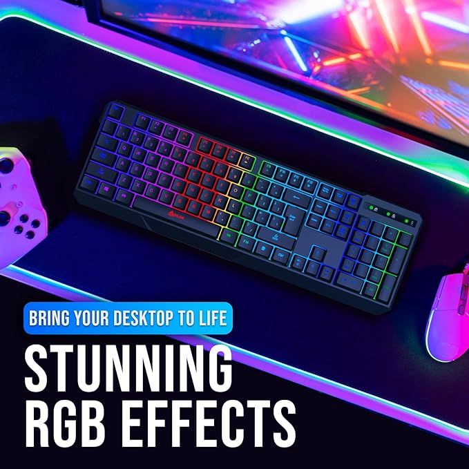 Chroma Wireless RGB Backlit Gaming Keyboard | Quick and Quiet Typing | Water Resistant | PC | PS5 | PS4 | Xbox One | Mac