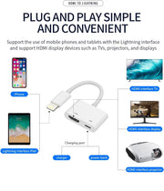 Lightning to HDMI Digital AV Adapter 1080P with Lightning Charging Port for Select Apple IPhone, IPad and IPod Models and TV Monitor Projector  |White