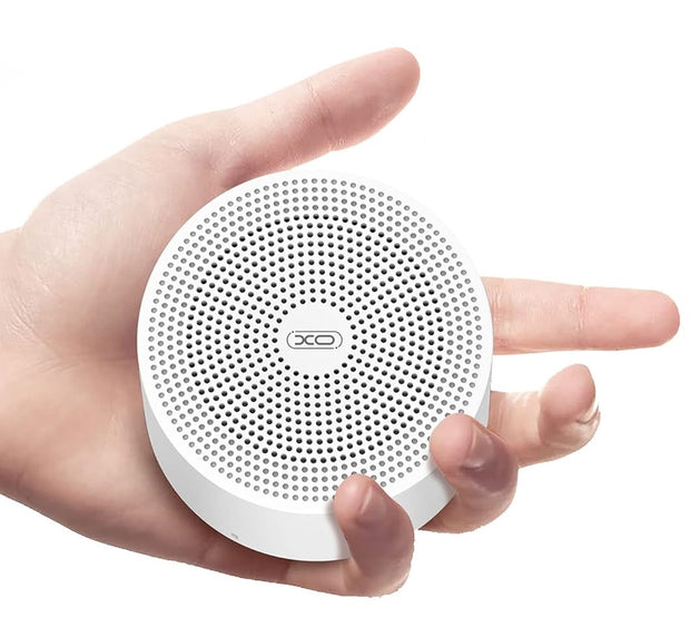 XO Mini Bluetooth Speaker with Bass Sound Quality, Bluetooth v5.0, Up to 2.5hrs Music Time & Built-in Mic - White