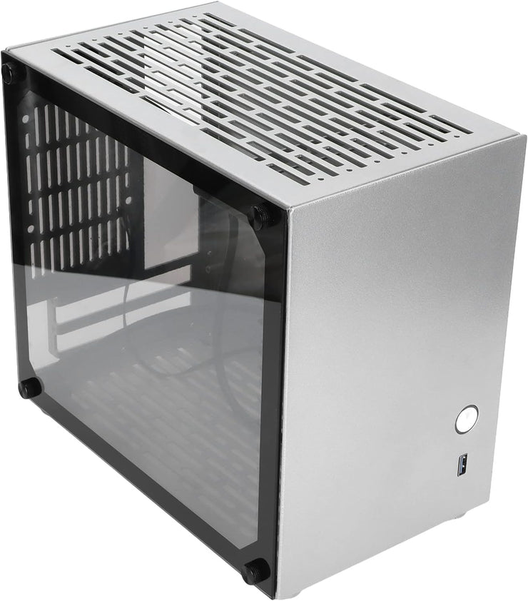 Dark Player Mini ITX Computer Case Tower with Side Tempered Glass Panel