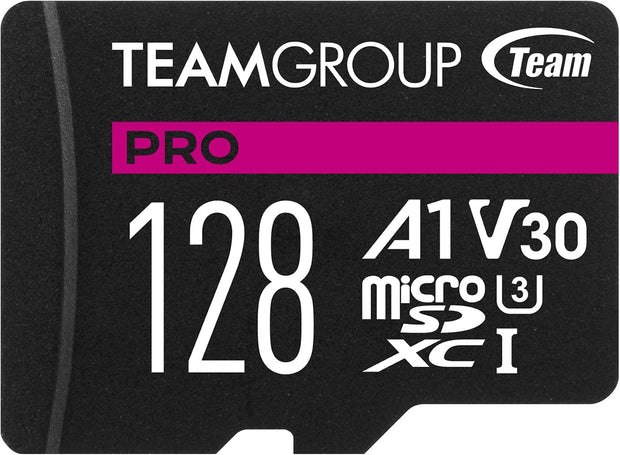 TEAM PRO  V30 U3  128GB MicroSD Card USH-I Class 3 | 4K Ultra-HD video recording and playback