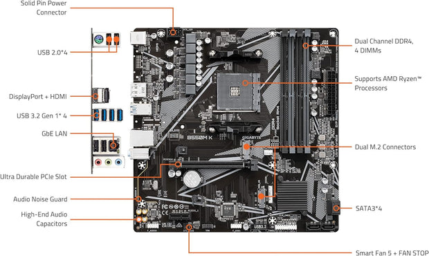 Gigabyte B550M K Motherboard AM4 (AMD)