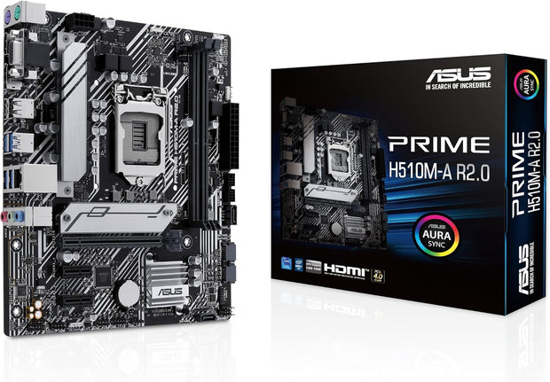ASUS Prime H510M-A R2.0 Motherboard | Intel LGA1200, DDR4, mATX, USB 3.2, M.2, 1Gb Ethernet, Aura Sync RGB