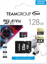 TEAM PRO  V30 U3  128GB MicroSD Card USH-I Class 3 | 4K Ultra-HD video recording and playback