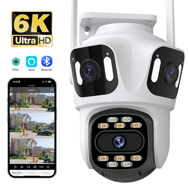 Dark Player 6K Wireless IP Camera | Advanced Outdoor CCTV Security with Triple Lens Technology | 256GB Storage | Wall or Top Mountable