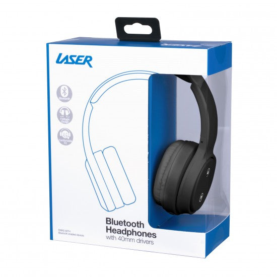 LASER BLUETOOTH FOLDABLE HEADPHONES WITH MIC | BLACK