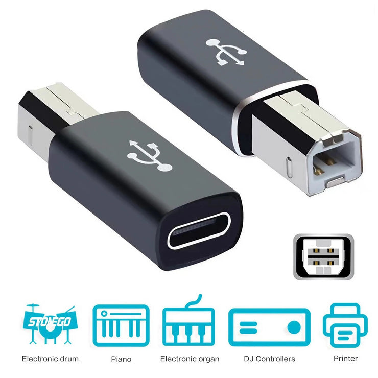Dark Player USB-C Female to USB-B Male Adapter | Printer | Hard Drive | Scanner |  Electric Piano