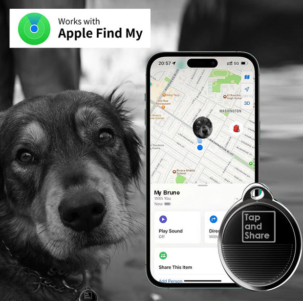 Tap and Share 2-In-1 SmartTrack Pet Tag with 'Am I Lost' - Smart Pet Tracker - White