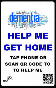 Smart NFC Dementia 'HELP ME GET HOME' Medical ID Information Card with Passive Geolocation Tracking System