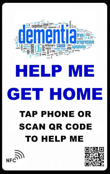 Blue Lanyard & Smart NFC Dementia 'HELP ME GET HOME' Medical ID Information Card with Passive Geolocation Tracking System