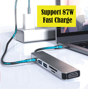 Dark Player Executive USB C Docking Station Hub 6-IN-1 | USB Type-C | 4K HDMI Adapter | USB 3.0 | SD/TF Card Reader | PD Fast Charge port