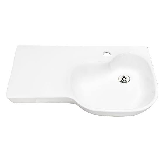 Gentec Sterisan 710mm Anti-Microbial Accessible Wall-Mounted Basin Sink with Left-Hand Shelf - Tap Hole