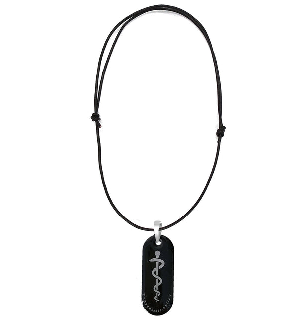 Black Smart NFC Emergency Medical Information Necklace with passive geolocation tracking system