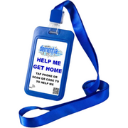 Blue Lanyard & Smart NFC Dementia 'HELP ME GET HOME' Medical ID Information Card with Passive Geolocation Tracking System