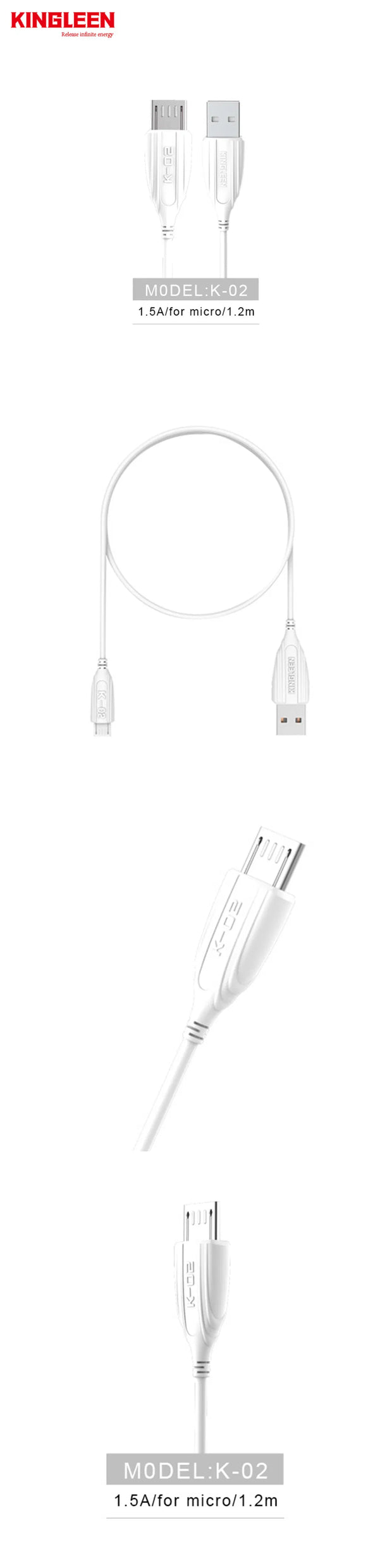 KINGLEEN Premium USB 2.0 to Micro USB Cable 1.5A | 1.2m