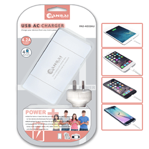 AC 100–240V 4.2A 4-Ports USB Charging Station