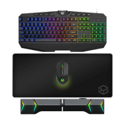 Dark Player Power Wave 4-IN-1 Ultimate Gaming Bundle | RGB LED Backlit Keyboard | RGB Gaming Mouse | RGB Speakers \ Soundbar | XL Mousepad