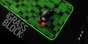 Dark Player Power Wave RGB XL Gaming Mouse Pad | 12 modes | 9 colours | Grass Block - Minecraft