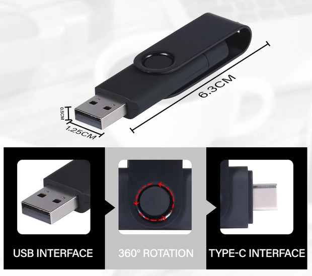 Dark Player 2-IN-1 USB Type-A & USB Type-C Flash Drive 64GB