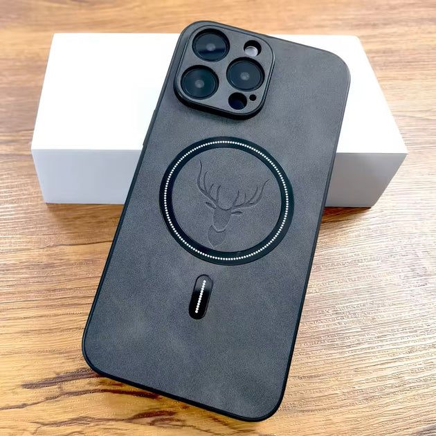 Luxury Wireless Charging Deer Cortex Phone Case for iPhone 16 Plus - M ...
