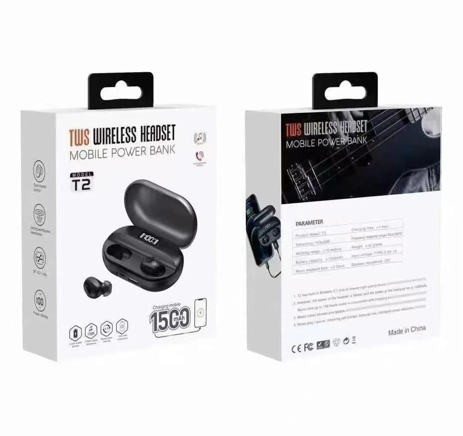 T2 TWS Wireless Noise Cancelling Bluetooth Headset with